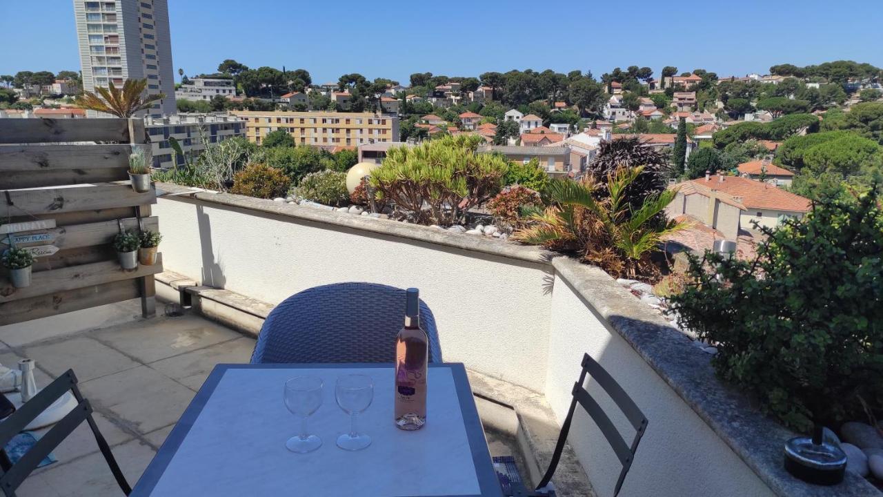 grand studio terrasse de standing vue mer et village Carry-le-Rouet Eksteriør bilde